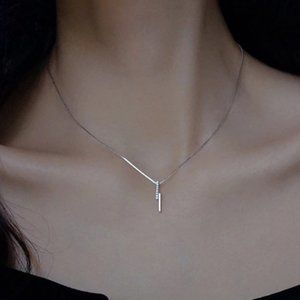 *Sterling Silver Diamond Lightening Bolt Necklace